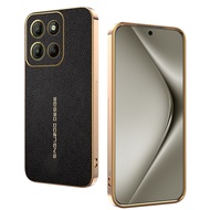 For Motorola Moto G15, G15 Power, electroplated lychee patterned phone case, high-quality leather an