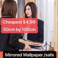 Mirror Wall Sticker Reflective Self-adhesive DIY PET Crystal Mirror Wall Decals Waterproof 1-2days delivery. 2pcs is 2m