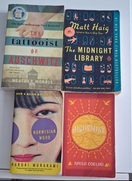 4 Books: The Tattooist of Auschwitz, The Midnight Library, Norwegian Wood, The Alchemist