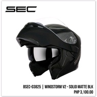 sec windstorm v2 modular & dual visor helmet solid matte black