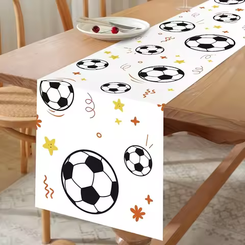 1PC Soccer Table Runner Soccer Game Day Decor Polyester Fabric Table Cloth For Football Themed Birth