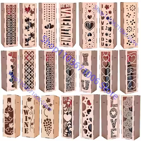 24PCS Valentine Wine Box File Storage Drawing Laser Cut Vector Design CDR DXF File for Drawing Cutti