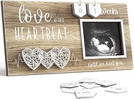Baby Sonogram Picture Frame with Countdown Weeks - 3 Hearts Design, 4"x3" Ultrasound Photo, Pregnanc