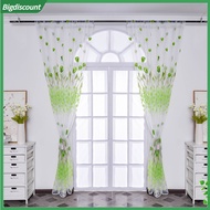 {BIG}  1 Sheet Window Gauze Rod Pocket Design Pastoral Translucent Beautiful Printing Sheer Curtain Home Decoration