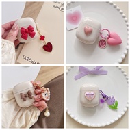 Pro 4 TWS Cartoon Bear Case ins with Keychain Case Mini Pro 4 TWS / Mini Pro 5 Case Cute Earphone Co