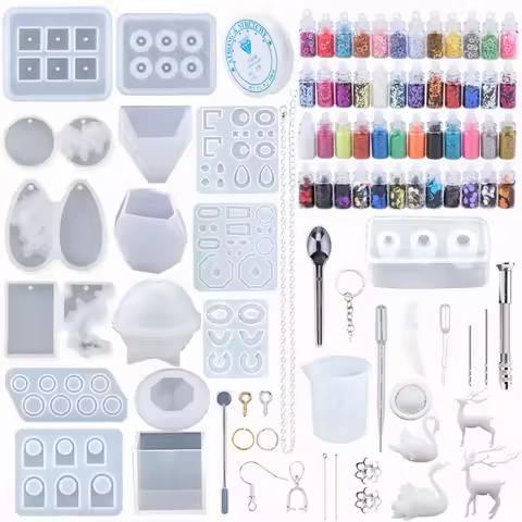 Epoxy Casting Molds Set Silicone UV Casting Tools Kits Resin Casting Molds For Jewelry Making DIY Ea