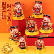 Small Small Solar Five-Way God of Wealth Nodding Money Opening Gift Car Ornaments Home Decoration Ne