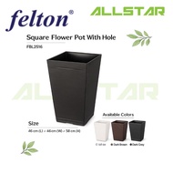 FELTON 46cmDurable Square Flower Pot With Hole - White/Dark Brown/Dark Grey Color FBL 2516