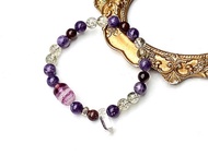 紫鋰雲母x幽靈水晶x碧璽綠髮晶x白水晶六棱柱原石x螢石貔貅手鍊