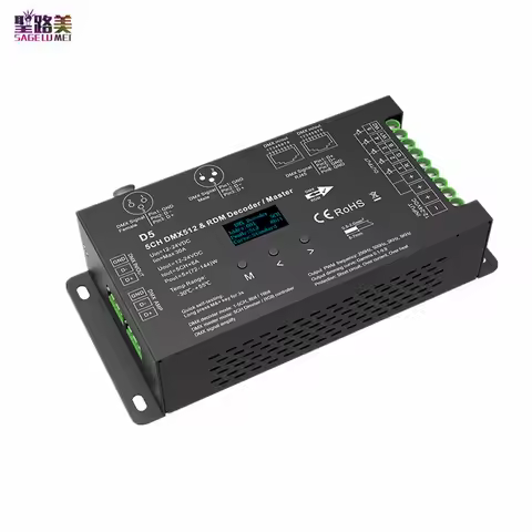 5CH*6A 12V-24VDC CV OLED DMX Decoder D5 DMX512 Master Controller 8 bit or 16bit PWM For SMD 5050 RGB