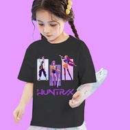 Baju Kpop Demon Hunter Huntrix T-shirt Cartoon Demon Hunter Print Clothes Women Girls 100% Cotton Te