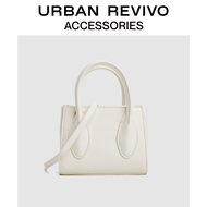 URBAN REVIVO อุปกรณ์เสริมสำหรับสุภาพสตรีใหม่ ins กระเป๋าสะพายข้างแบบเรียบง่าย AW02TG2N2003 Ivory white