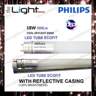 3SET X Philips 4ft 18w Ecofit T8 Glass LED Tube Lampu Panjang Lampu Led Lampu Kalimantang c/w Reflector Casing