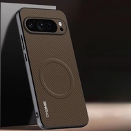 PU Leather Magnetic Case For Google Pixel 9 Pro XL Textured Back Cover Silicone Protection Phone Cas