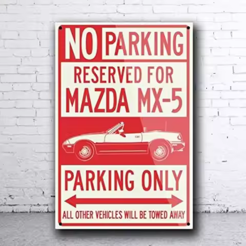 MiataVintageShield™ 2021 Mazda MX - 5 Miata Convertible Sign Reserved Parking | Retro Tin Plate Wall