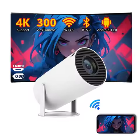 YDH-HY300 Pro 2025 New H713 4K Projector 500 Lumens 130 Inch 1280*720P Android 11 BT5.0 WiFi 6 2G In
