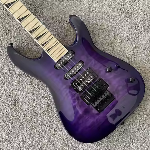 Original and Genuine Jackson JS34Q Floyd Rose Electric Guitar Transparent Puple Flamed Maple Body 24