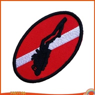 [PrettyiaSG] Scuba Diving Diver Oval Flippers Flag Iron On Patch for Backpack Scrapbook