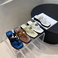 Taiwan Shipping Flip-Flops Women Korean Summer Outer Wear Wedge Heel 2025 Anti-Slip Fashion Niche Th