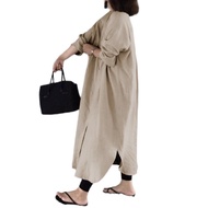 【Plus Size】(40-140kg)Cotton Pakaian Jubah Labuh Moden Saiz Besar Lengan Panjang Wanita Set Baju Pere