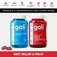 2 Bottles of Goli Top Sellers: 1 Bottle of Ashwagandha + 1 Bottle Apple Cider Vinegar Gummies Vitami