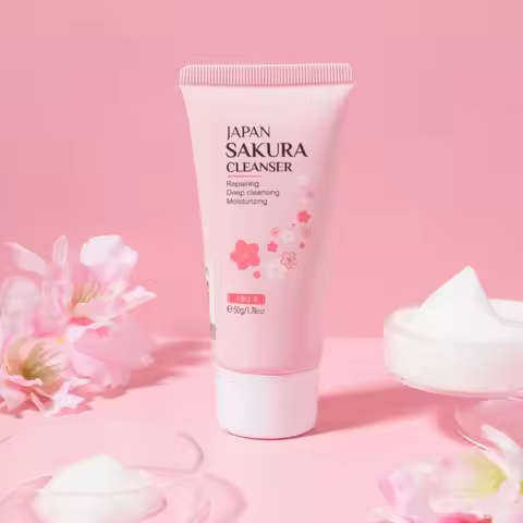 Sakura Cleanser Rich Foam Deep Clean Remove Grease Improve Oily Face Wash Cream Gentle Moisturizing