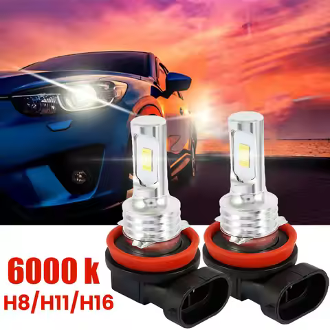 100W Fog Light Car LED Headlight Bulb Car Signal Light 2PCS 6000K White Light High/Beam Bulb Car Acc