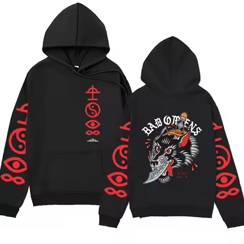 Rapper Bad Omens Band Double Sided Print Hoodie Vintage Gothic Harajuku men women Sweatshirt street 