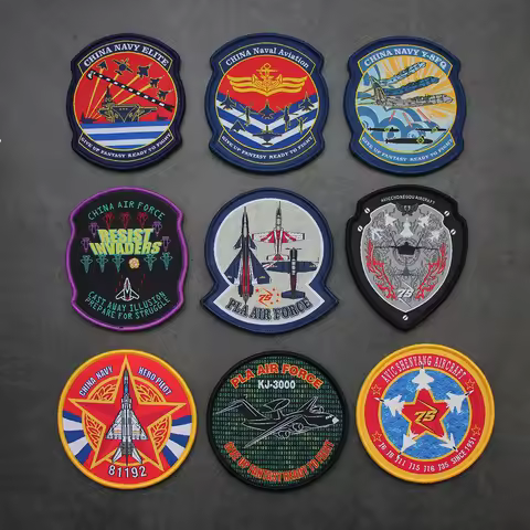 Outdoor Bag Accessories Woven Label Badges Fighter Jet Morale, Navy Aviation Performance Armbands DI