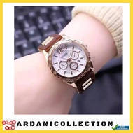 jam tangan wanita guess rubber signature terlaris - coklat putih