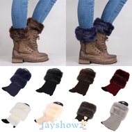 FAYSHOWS Leg Warmer  Cover Women Fur Crochet Knit