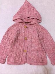【低價出清】全新(女童)Kinloch Anderson(金安德森)粉紅色混毛料連帽粗針織外套-85cm(版大)