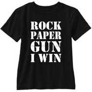 Rock Paper Gun I Win T Shirt Tee AR15 1911 M9 2nd Amendment M16 Pistol
