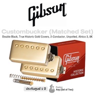 Gibson Custombucker Matched Pickup Set ปิ๊กอัพกีตาร์ไฟฟ้า ซีรี่ย์ Historic Collection แบบฮัมบัคกิ้ง วัสดุ Alnico 3 (จำนวน 1 คู่) -- Made in USA / 1 Year Warranty -- Gold Regular