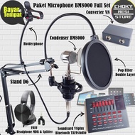 Paket Microphone BM8000 Full Set Soundcard V8plus Holderphone