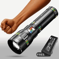 Senter LED Jumbo Dengan5 Mode Cahaya Terang Zoom In Out Multifungsi Aluminium Free Box G600