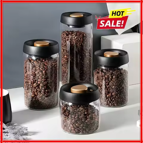 Coffee Beans Vacuum Sealed Tank Transparent Glass Food Storage Jars Household Moisture-proof Air Ext
