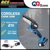 [Q9] 21V Cordless Chainsaw (QET2104CCS) Electric Portable Hand Chainsaw Wood Cutter Rechargeable Bat