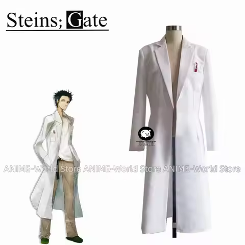 Anime Steins Gate Okabe Rintarou Cosplay Costume Coat Long Jacket White Jacket Costume