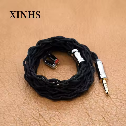 XINHS XH198 4-Cores Black Cotton Yarn 7N Monocrystalline Copper LITZ Construction HIFI Headphone Upg