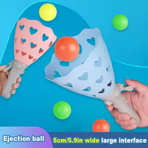 Outdoor Indoor Game Activities for Kids, 5.9 Inch Pop-Pass-Catch Ball Game with 2 Catch Launcher Bas