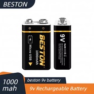 Beston 9V 1000mAh Micro USB Li-on Rechargeable  Battery