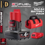 Milwaukee M12 4.0AH Battery / Milwaukee Red Lithium Battery / 2 Year Warranty / M12B4