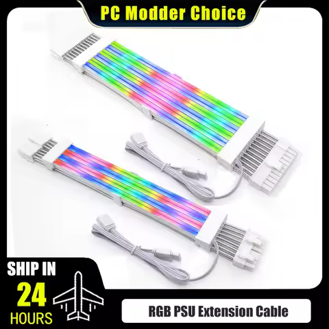 PSU Extension Cable RGB Strimer Plus Not Lian Li ATX 24Pin PCI-E 8Pin Soft Silicone Bendable 5V ARGB