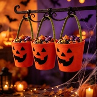 Halloween Felt Storage Bucket Handheld Large Capacity Halloween Candy Bucket