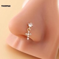 TPU] Women's Cross Zircon L-Shape Dangle Nose Stud Piercing Jewelry