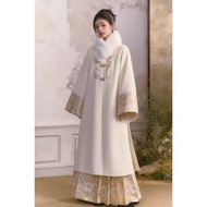 Spot Goods hanfu modern hanfu New Autumn/Winter Original Improved Ming Hanfu Women Coat White Woolen Coat Chinese Style Horse-Face Skirt