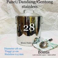 Panci Stainles uk 28 / Dandang Stainless / Panci Bubur / Dandang Bakso / Panci Bakso / Tong Air / Ge