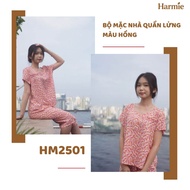 Harmie HM2501 pink shorts short sleeve home wear set