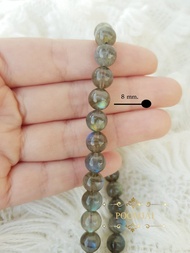 POOMJAI - หินลาบลาดอไลต์  Labradorite เกรด A หินพ่อมด กำไลหินมงคล กำไลหินแท้ กำไลหินธรรมชาติ Lucky Stone ขนาด 8 - 12 มิล แบ่งขายเป็นเซต ฟรี ไหมร้อย